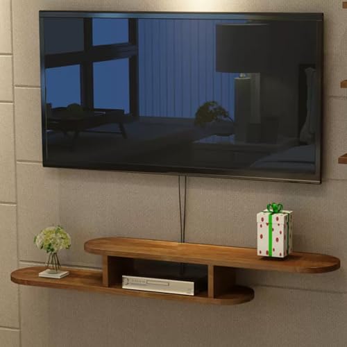 TRUNXUCL Floating TV Shelf, Wall Mounted Storage Rack, Can Store Multimedia Audio and Video Equipment, Modern Entertainment Center Console for Bedroom Living Room Media Room Gaming Room (Color : Brow
