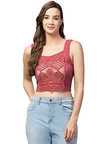 Image of Women Girls Solid Crochet Top