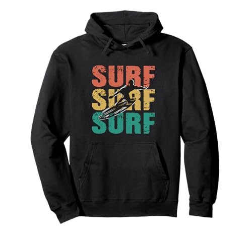 Diseño retro de Surfing Waves, diseño vintage de playa californiana Sudadera con Capucha