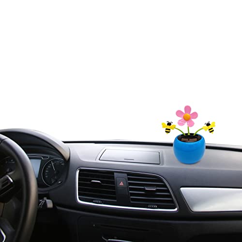 ZORQ Flores danzantes solares,Ornamento Solar del Coche del Girasol | Decoración del Instrumentos del Coche con energía Solar, Adornos Cabeza móvil para el Instrumentos