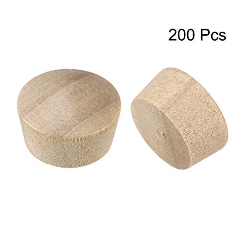 Image of uxcell Wood Button Top Plugs 9 /16 Inch Cherry Hardwood Furniture Plugs 9 /25 Inch Height 200 Pcs