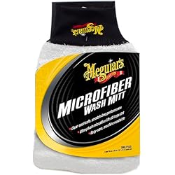 Meguiar's Microfibre Wash Mitt, 20.32 x 25.4 cm, White | Super-Thick Reusable Wash Mitt Supports a Show Car Finish and Is Safe on Clear Coats - X3002EU