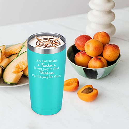 Teacher Gifts For Women, An Awesome Teacher Stainless Steel Insulated Travel Tumbler With Lid, Birthday Christmas Teachers Day Appreciation Thank You Gifts For Teacher Professor Women(20Oz, Mint) #TOP5