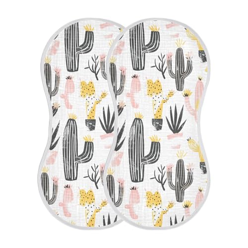 Cactus Cotton Burp Cloths Good Absorbent Baby spit up Cloth for boy and Girl Set of 2, 22x11in