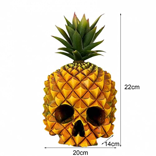 Halloween Decor Pineapple Skull, Skull Head Figurines Scary Skeleton Head Statue Sculpture Desk Tabletop Decor Spooky Haunted Props Halloween Home Office Living Room Desktop Cabinet Bar Decor (1Pcs) #TOP5