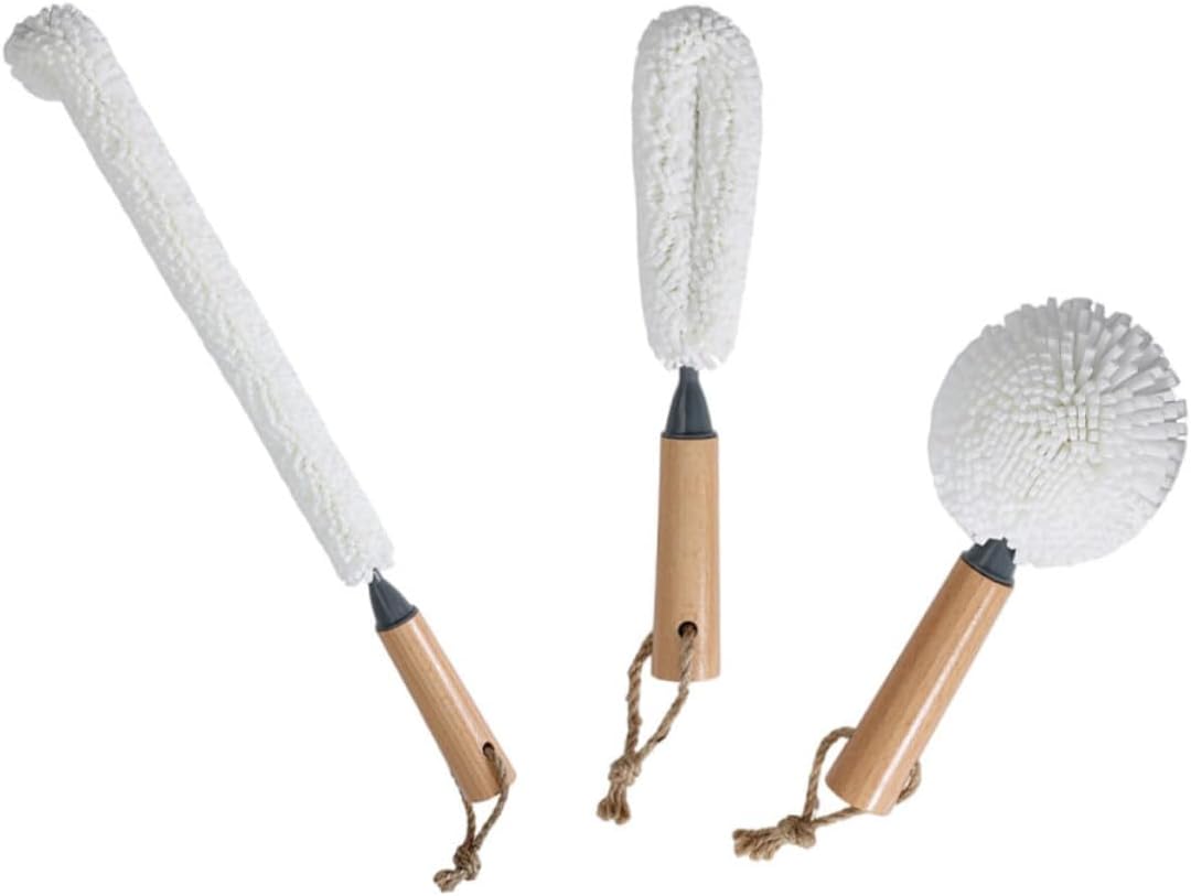 3-Piece Wine Glass Cleaning Brush Set Flexible High-Handle Sponge Brushes for Glassware Suitable for Household and Kitchen Cleaning