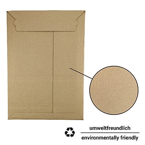 Netuno 10 Braun Versandtaschen aus Well-Pappe DIN A5+ 20 x 28 cm 354g Umschläge aus Pappe haftklebend Karton Versandtaschen Wellpappe Foto-Dokumenten-Versandtaschen Wandkalender Bücher