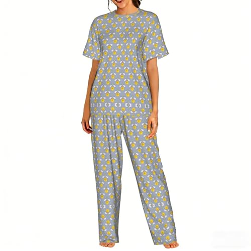 Pyjama lion femme bleu doux contre l'inconfort de nuit