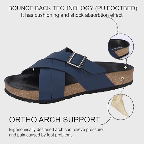 Image of Centrino Mens Cushion Sliders /Slippers|Berkin-Style Slip-On Sandals | Open Toe Design | Soft PU Footbed | Lightweight & Comfortable | Arch Support | On-Grip Sole | Casual Outdoor Wear (6868)