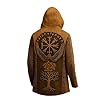 Duohropke Viking Hoodie Men's Medium Length Spring Autumn Cardigan Cosplay Costume with Hood 3D Printed Cool Coat Biker Jacket Sweatshirt Sweat Jacket Leisure Jacket Motorcycle Jacket, brown, XL #1