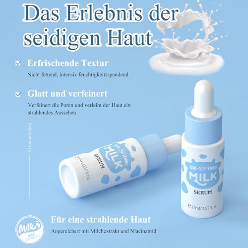 Milk Skincare Set Geschenke Für Mädchen, Gesichtspflege Set & Teenager Mädchen Geschenke, Reiseset Skin Care Set & Hautpflege Geschenkset Frauen mit Creme,Serum,Augencreme,Gesichtsmaske, Bürste(9pcs)