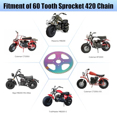 Image of YOXUFA #40 41 420 Chain Sprocket 60 Tooth 40mm Bore Replacement for Mini Bike Coleman BT200X CT200U CT200U-EX Baja Warrior MB165 MB200 TrailMaster Massimo Predator 212cc 196cc Powersports Go Kart Part