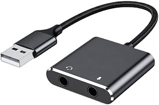 USB to 3.5mm Audio Adapter External USB Stereo Sound Card with TRS/TRRS 3-Pole 3.5mm Headphone and Microphones Jack forPS4/PS5/Windows/Mac/PC/Laptop/Desktop