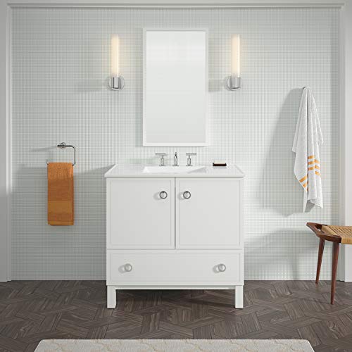 Kohler K-99506-Lg-1Wa Jacquard Vanity With Furniture Legs 2 Doors And 1 Drawer, 36-Inch, Linen White #TOP11