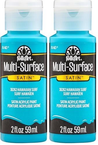 Image of FolkArt Multi-Surface Acrylic Craft Paint, Hawaiian Surf 2 fl oz Premium Multi-Surface Satin Finish Paint, Perfect For Easy To Apply DIY Arts And Crafts, 36262 (Pack of 2)