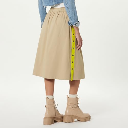 The Drop Women's Midi Skirt with Contrast Side Snap Detail2