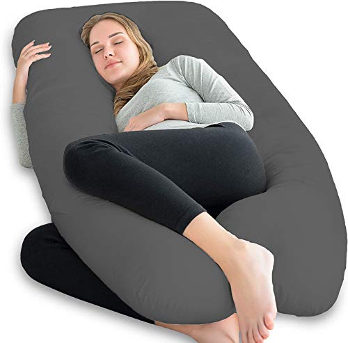 DADDY COOL Ultra Soft U Shape Pregnancy Pillow for Pregnant Women | Maternity Pillow for Pregnant Women | Stomach Support Pillow with 100% Cotton Washable Zippered Cover 50 x 28 Inch (Grey)-image-30
