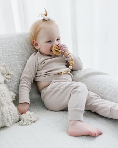 Image of Silicone Pacifier Clip - Metal-Free, Rust-Free, 100% Food-Grade Silicone and Natural Beech Wood, Secure Pacifier Holder for Babies - Sun - Mila & Lulu