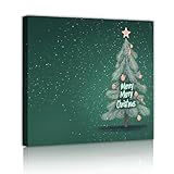 クリスマスツリーキャンバスプリントブルー星空ウォールアートポスターリビングルームベッドルームダイニングルーム壁装飾45x45cmインナーフレーム冬モダンホームデコレーション