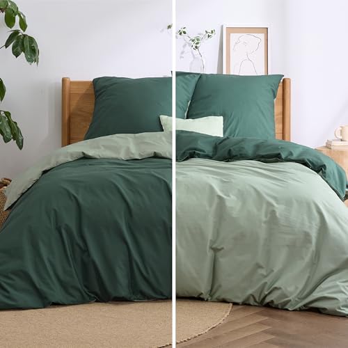Parure réversible 2 taies d'oreiller 80x80 cm en pur coton noble