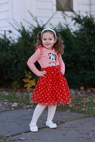 Image of Disney Girls' Tulle Tutu Dress Birthday Party Outfit Baby /Toddler | Officially Licensed, Frozen Elsa, Minnie, Princess, Velvet Top with Belt, Multi-Layer Mesh Skirt, Ruffle Long Sleeve Clothes