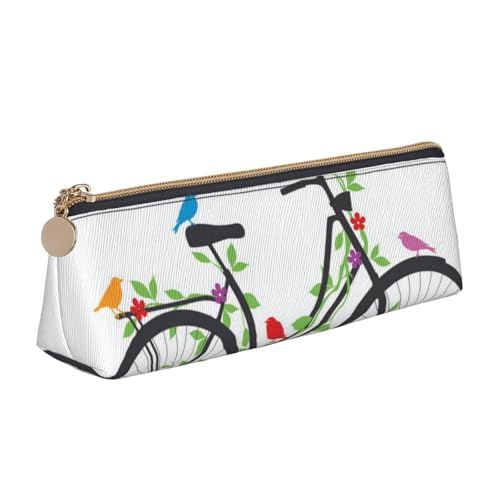 POKIKKJH Trousse à stylos avec motif oiseaux et fleurs sur vélo, boîte de papeterie scolaire, sac de rangement, rangement à fermeture éclair, petite trousse à stylos adaptée pour les filles et les