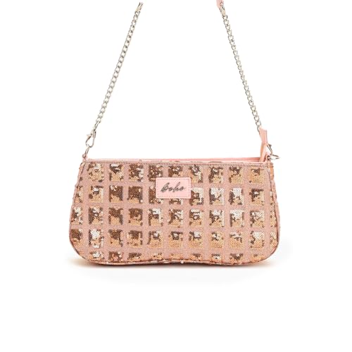 Image of Boho Girl Sequin Clutch Bag for Women - Glitter Evening Bag Purse - Sparkly Geometric Party Handbag - Prom, Wedding, Cocktail, Formal Shoulder or Crossbody Bag with Chain Strap