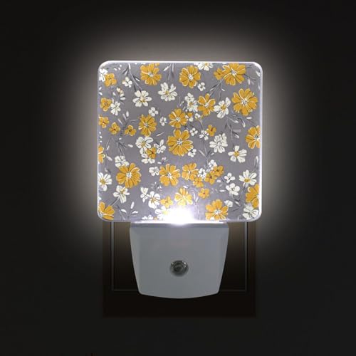 Lámpara de noche sensor LED color amarillo floral miniatura 2