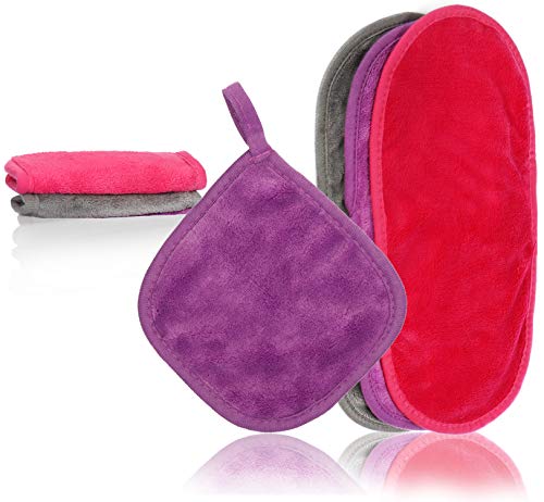 COM-FOUR® 6-czesciowy zestaw sciereczek do demakijazu z mikrofibry, chusteczki do czyszczenia twarzy do pielegnacji skóry i demakijazu, delikatny zmywacz kosmetyczny [wybór rózni sie] (06 sztuk - 30x17,5cm + 15x15cm)