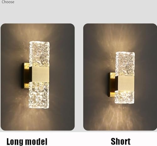 Iluminación de pared para dormitorio elegante con cristal transparente y oro mate 7