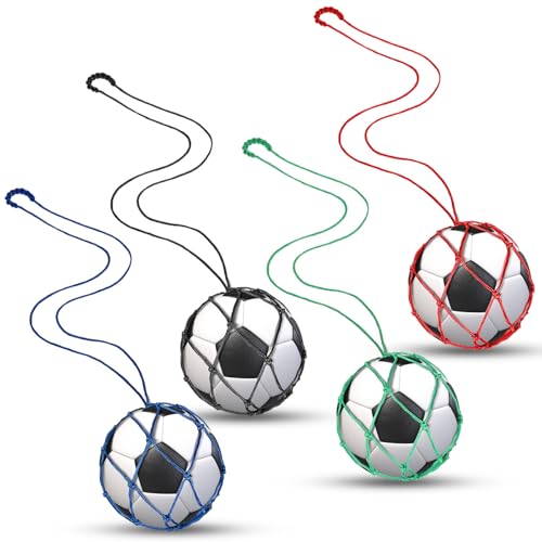 Falzqq 4 Pcs Soccer Kick Trainer Soccer Training Equipment Adjustable Football Return Net Training Tools Fits Size 3, 4, 5 Balls, Ideal for Indoor & Outdoor Practice (Not Include Ball)