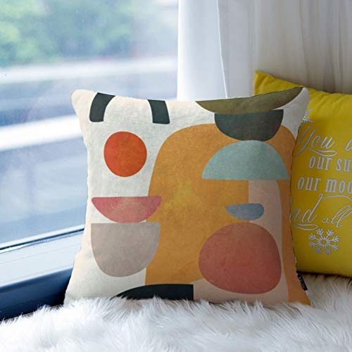 Qupace Modern Home Decoration Pillowcase Set Of 4 Abstract Geometric Decor Pillow Covers 18X18 Inch Rainbow Pillow Case Square Cushion Case For Sofa Couch Chair Modern Throw Pillow Cover #TOP7