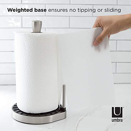 Umbra Spin Click N Tear Paper Towel Holder Stand For Countertop - One-Handed Tear, Nickel/Black #TOP3