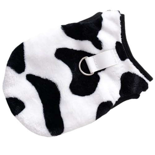 SUPVOX 犬用服 冬用コーラルフリース牛柄ベスト 猫用暖かいペットコスチューム 小型犬向け 屋外散歩や寒冷時の使用に適した快適設計