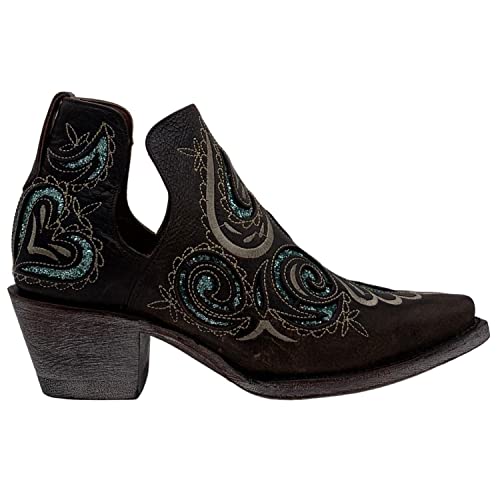 Vaccari Women’s Sundance Genuine Leather & Glitter Inlay Snip Toe Western Ankle Boots3