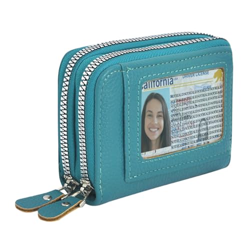 NGIL Small Zippered Faux Leather Wallet for Women, Accordion-Style Card Slot Women Wallet, RFID Blocking Credit Card Holder Wallet, Card Cases & Money Organizers (Blue)