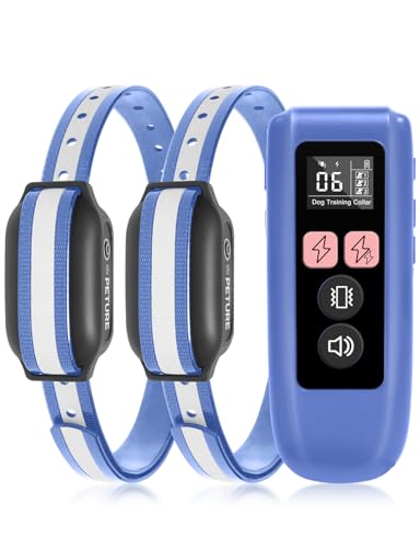 Peture Dog Shock Collar 2 Dogs (10-120lbs) - 3300Ft Dog Training Collar with Beep Vibration & Shock IPX7 Waterproof Rechargeable Dog Shock Collars for Small Medium Large Dogs Security Lock Purple