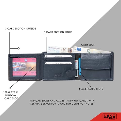 Genuine Leather Made Bi-Fold Casual, Formal, Party, Travel RFID Protected Wallet for Men-Black-MW-03-1029, Black, Contemporary3