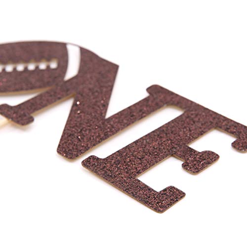 Waouh Football One Cake Topper - Golden Glitter Cake Topper For Birthday Party, Cake Decoration For Personalized, Photo Booth Props, Football Sign Cake Flag（Brown） #TOP6