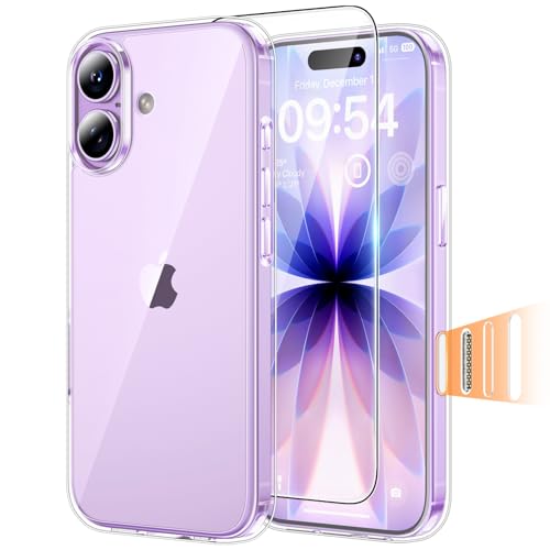 Image of TAURI for iPhone 17 Case, with Camera Control, Clear | with Screen Protector, Not-Yellowing Military-Grade Protection, Shockproof Slim Magnetic Case for iPhone 17