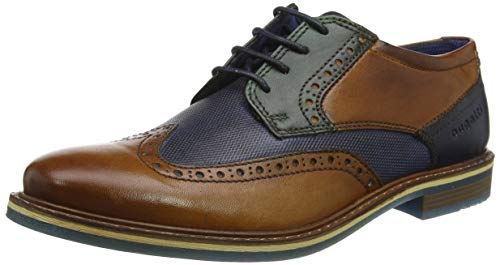 Bugatti Men's Derby Lace-Up, Cognac Dark Blue, 6 UK Wide