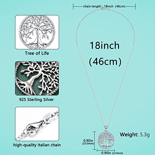 Aniu Tree of Life Necklace for Women S925 Sterling Silver Abalone Shell/Opal/Malachite/Crystal/Moonstone Celtic Family Tree Pendant Anniversary Birthday Gift for Mom Grandma Tree Jewelry Gifts for Her2