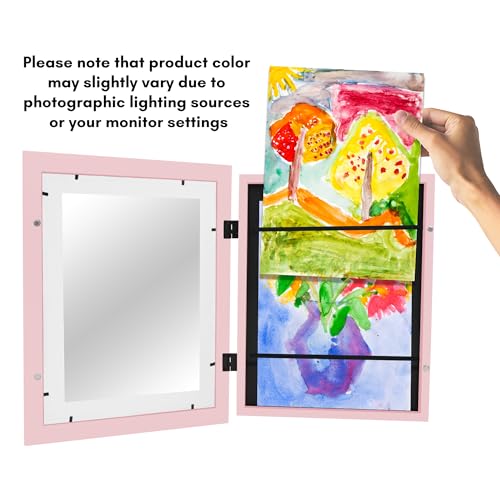 Image of Americanflat Kids Artwork Frame Changeable (Light Pink) - Magnetic Door Holds 100 Art Pieces - 8.5x11 Letter Size Display with Mat or 10x12.5 Without Mat - My Mini Masterpiece (Pack of 8)