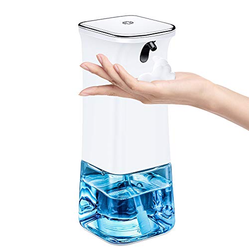 Automatic Hand Sanitizer Dispenser, Touchless Foaming Dispenser with Adjustable Dispensing Volume, 350ML Wall Mounted/ Countertop Dispenser for Kids, Bathroom, Office, Kitchen