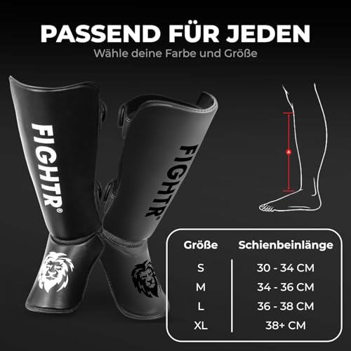 FIGHTR® Schienbeinschoner - mit perfektem Sitz und idealer Polsterung | Dicker Schienbeinschutz für Kicks im Kickboxen, MMA, Muay Thai und weitere Kampfsportarten