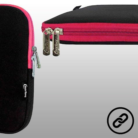 Emartbuy Neopren Hülle Für 8-Zoll Tablets - Schwarz/Rosa, Wasserresistent, Mit Reißverschluss