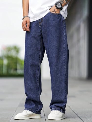 Image of dockstreet Men Baggy Denim Jeans in Pure 100% Cotton Denim || Stretchable (Jet Black) and Stretchable (Colored) Jeans || Unisex Designs||Jeans||