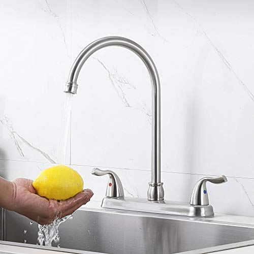 Hotis Stainless Steel Two Handle Kitchen Faucet for Mobile Motor Homes,Trailers, Campers , Brushed Nickel Lead-Free Faucet Kitchen