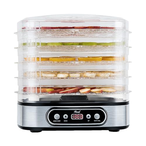 Rosewill Essential Food Dehydrator, 5 Stackable Trays with Adjustable 48H Timer and Temperature Control - Electric Food Preserver for Jerky, Fruits, Veggies, Meat & Dog Treats, Large capacity