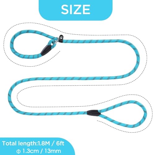 Loutep Slip Lead For Dogs-1.8m Long Rope Dog Leash With Reflective Stitching Slip On Easily With No Collar Or Harness Needed Anti-Choke Dog Slip Lead Ideal For Small Puppy Large & Medium Dogs Training - Image 2
